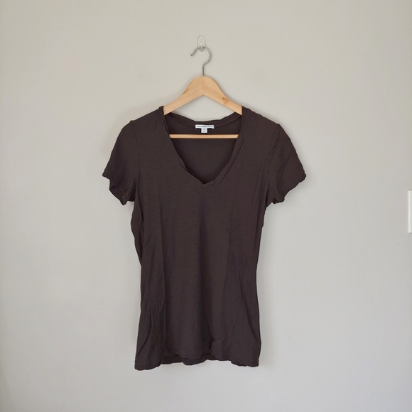 James Perse Casual Cotton Slub V Neck T-Shirt Short Sleeve Size Large - Picture 6 of 16